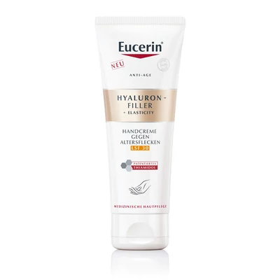 Eucerin Hyaluron-Filler + Elasticity pigmentfolt halványító & bőrfiatalító kézkrém FF 30 75ml