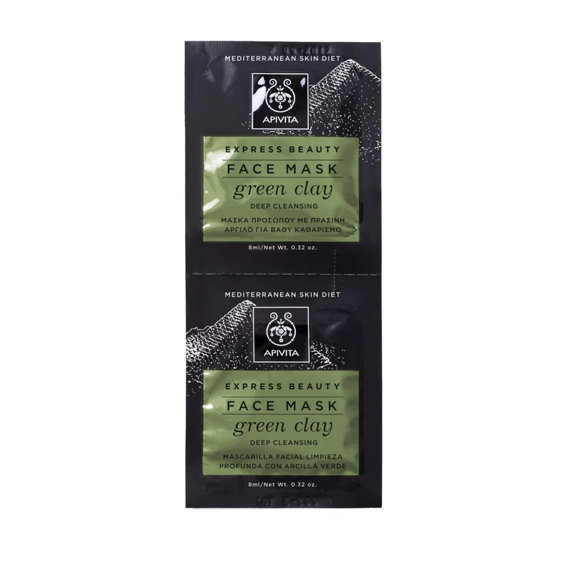 APIVITA Express Mélytisztító arcmaszk - Zöld agyaggal 2x8ml