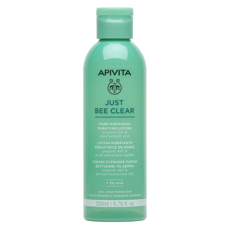 APIVITA JUST BEE CLEAR Pórusösszehúzó mélytiszító lotion zsíros, pattanásokra hajlamos bőrre 200 ml