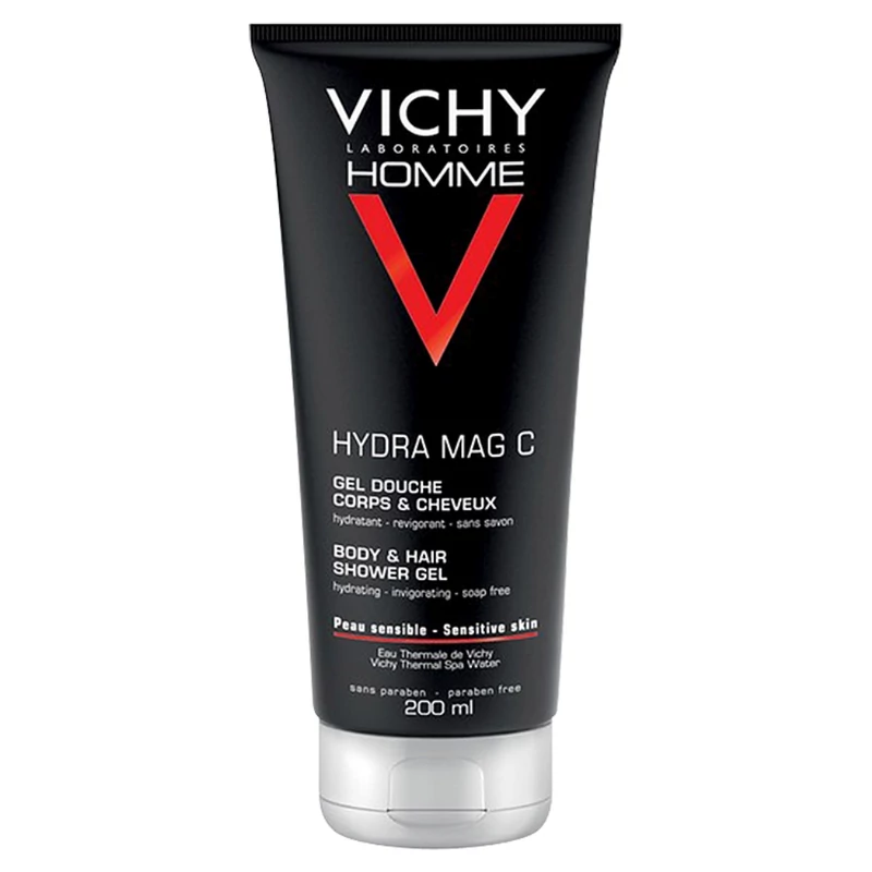 Vichy Homme Hydra Mag C frissítő, hidratáló tusfürdő testre és hajra 200 ml