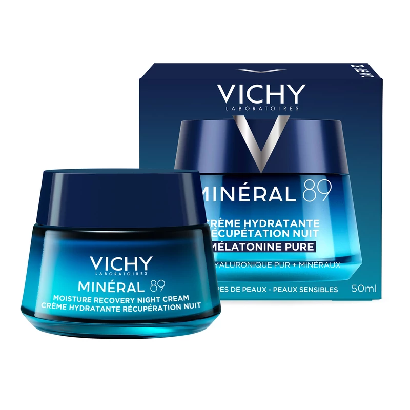 VICHY MINERAL 89 éjszakai krém a hidratáltság regenerálásáért tiszta melatoninnal 50 ml