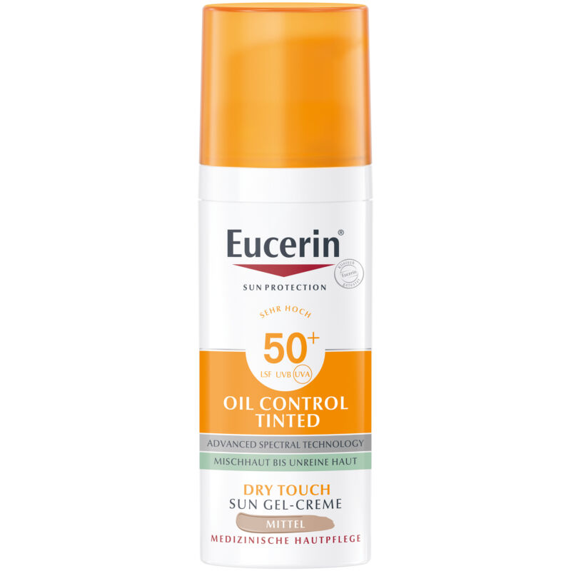 Eucerin Sun Oil Control színezett napozó krém-gél arcra medium FF50+ 50 ml